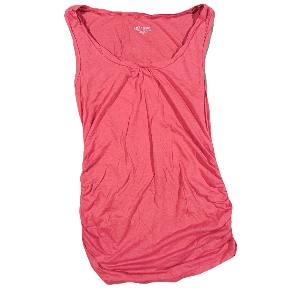 A Pea in the Pod Maternity Ruched Pink Coral Xtra Long Tank Top Shirt - Small